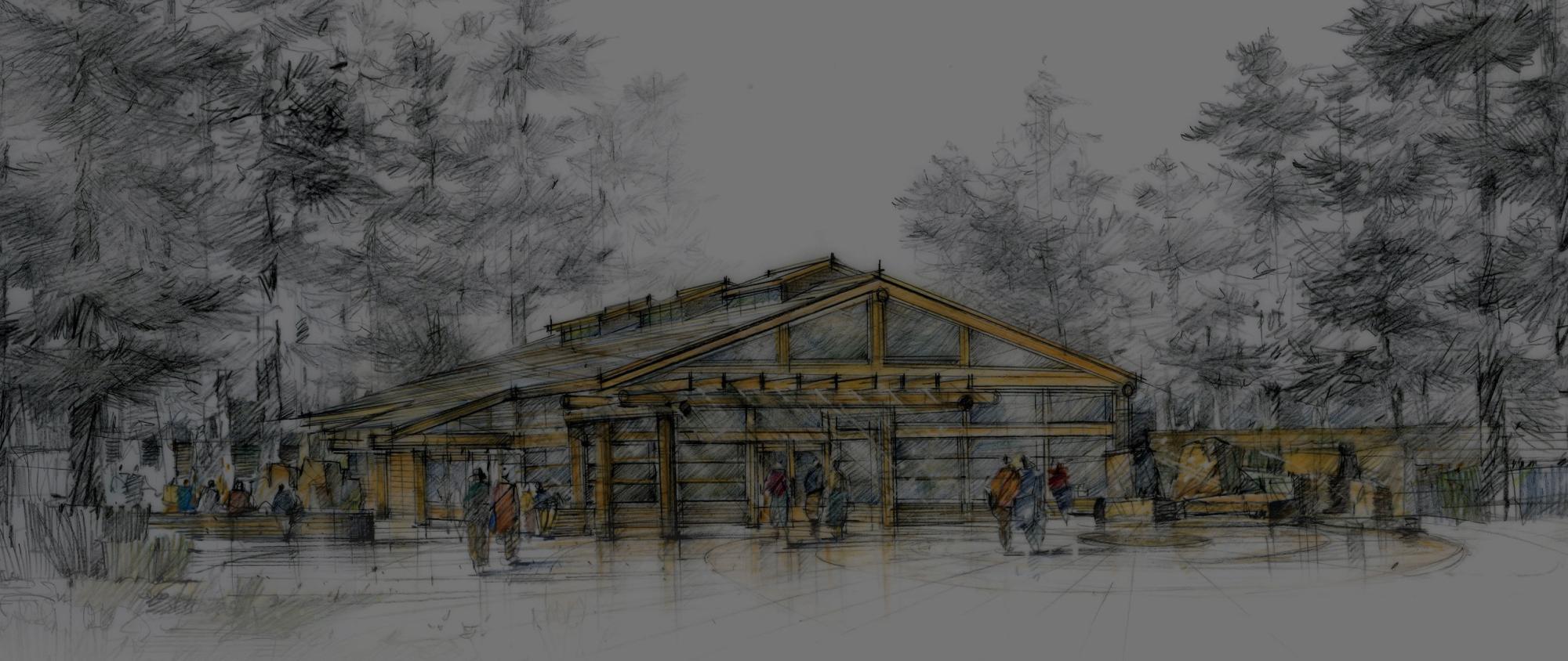 Architectural drawing by Jones & Jones Architects of the Longhouse