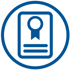 simplified diploma icon in a dark blue color