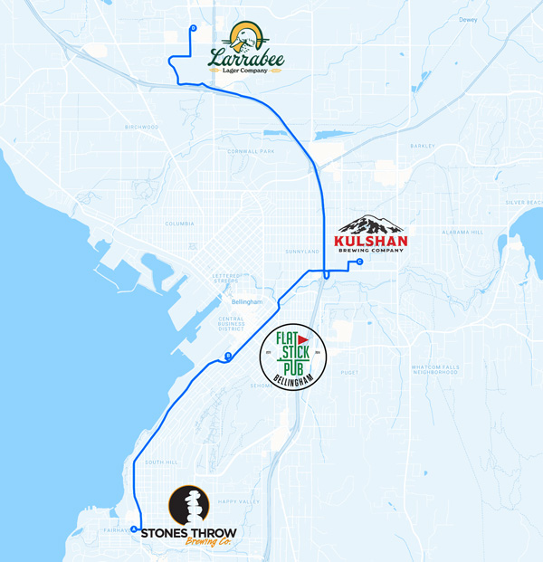 Map of Bellingham Breweries we are attending