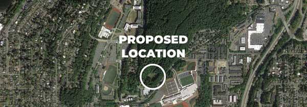 Map of the proposed location of the Longhouse on the southern edge of campus right near Western's Mail Services building