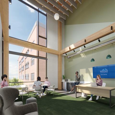 Student lounge will provide space for study and informal interactions.