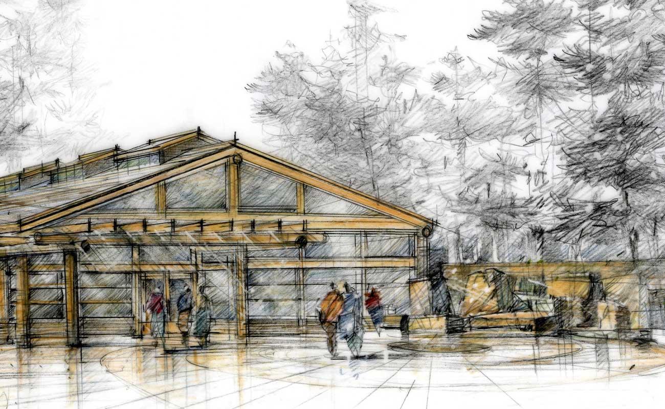 Architectural drawing by Jones & Jones Architects of the Longhouse